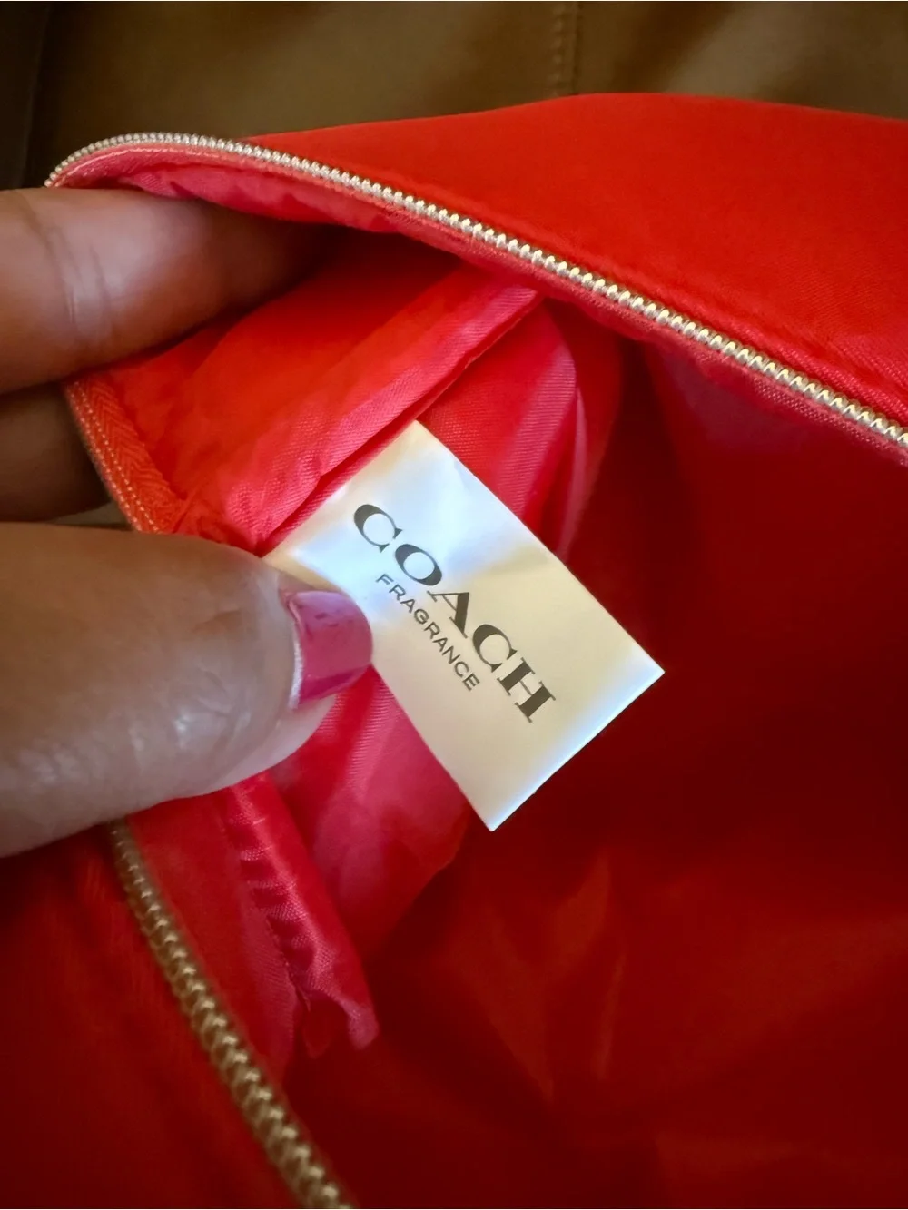 Coach Red Fragrance Travel Pouch with Gold Logo